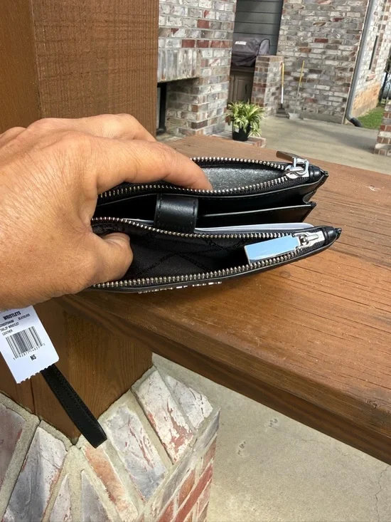 NWT Michael Kors Adele Framed Leather Double Zipper Smartphone Black Wallet - Picture 8 of 12